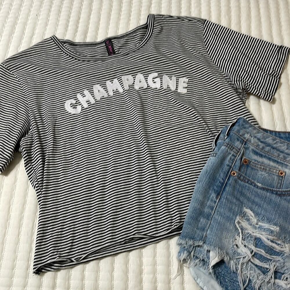 Betsey Johnson Striped Champagne Tee Size M